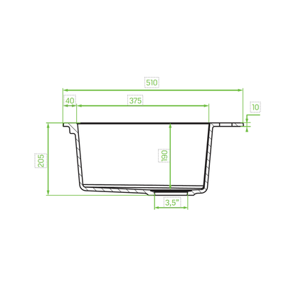 Laveo Dafne Granite Sink 1 Bowl - Grey