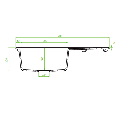Laveo Dafne Granite Sink 1 Bowl with Drainer - Grey