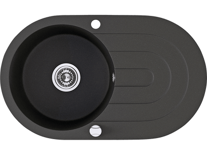 Laveo Dafne Granite Sink 1 Bowl with Drainer - Black