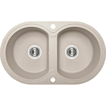 Laveo Dafne Granite Sink 2 Bowl - Beach Sand