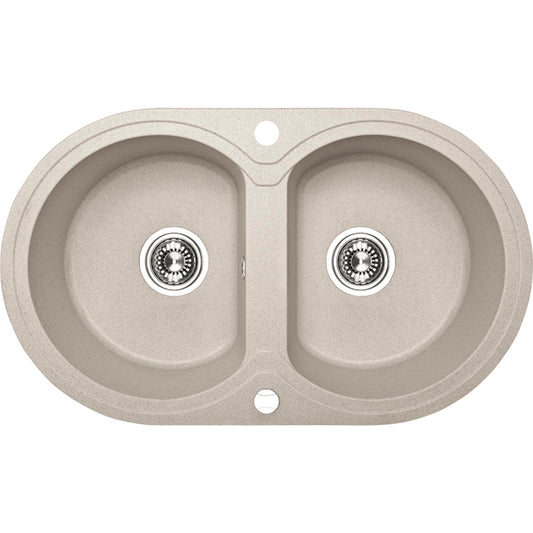 Laveo Dafne Granite Sink 2 Bowl - Beach Sand
