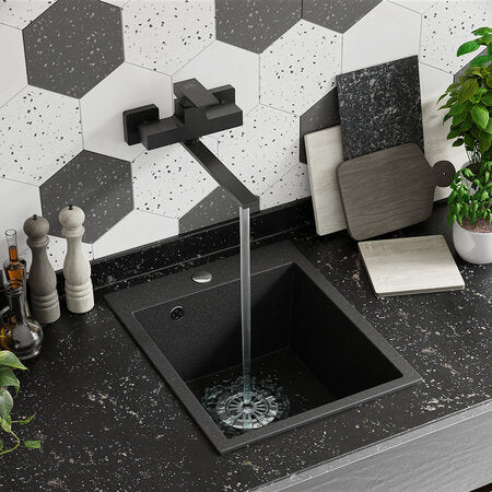 Laveo Chichi Granite Sink 1 Bowl - Monochrome Black