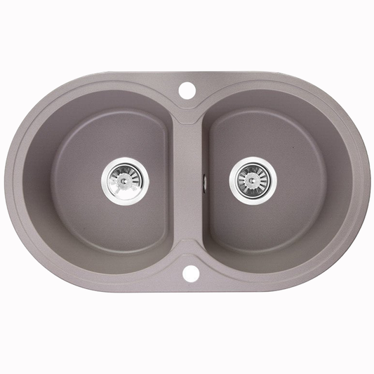 Laveo Dafne Granite Sink 2 Bowl - Grey